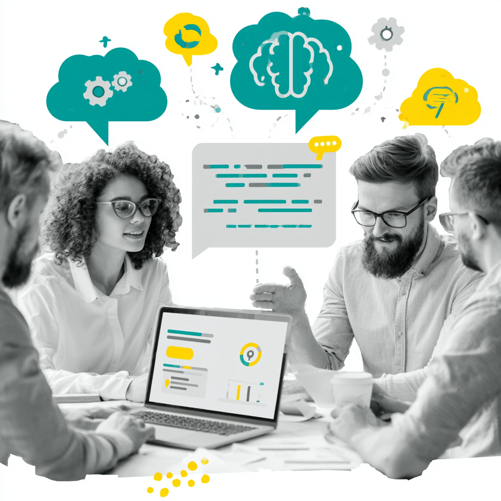 Landingpage-Header AI Literacy für Unternehmen symbolisiert durch ein team, das KI kompetenz nach Art. 4 AI Act aufbaut